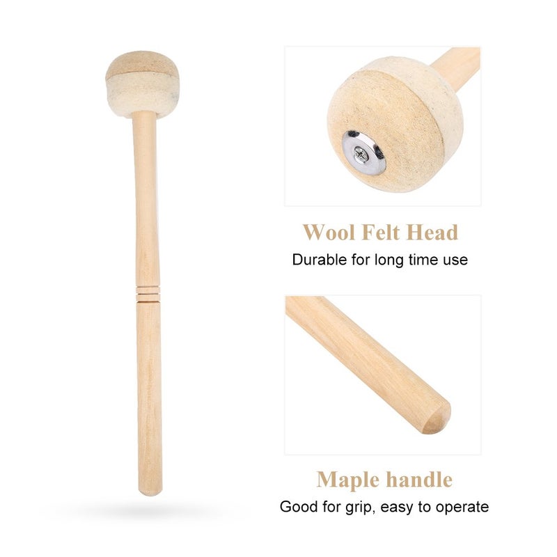 Dilwe Drum Mallet, Wool Felt Drum Stick Anti-slip Bass Drum Mallet Stick Indispensable Instrument Band Accessory (2Pcs) Beige - Image 2